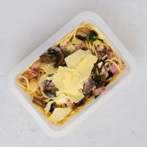 Creamy Mushroom and Bacon Carbonara